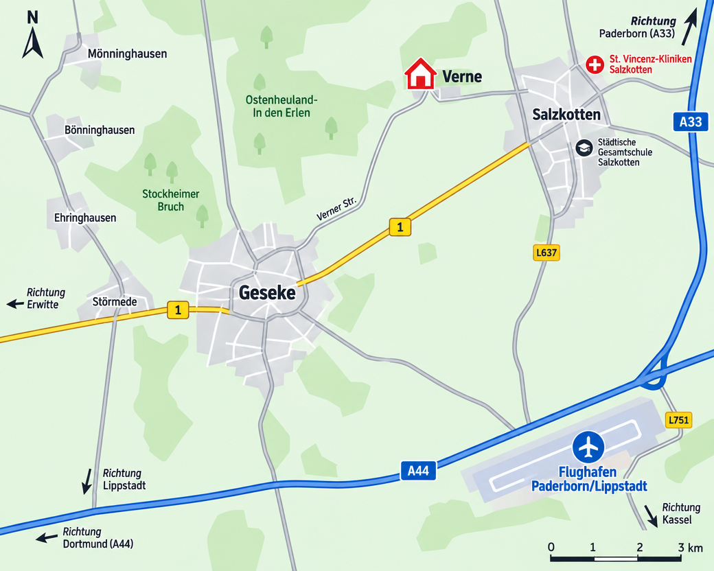 Anfahrtsskizze ab Geseke